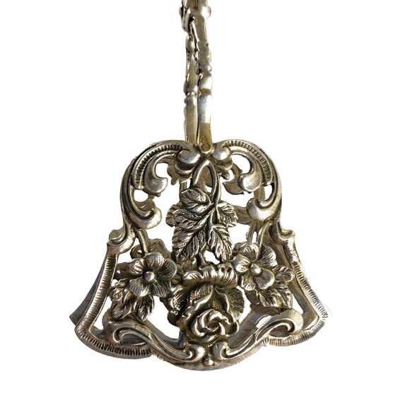 Antique German 800 European Silver Rose Pattern Pastry Tong & Server Set - Picture 7 of 11